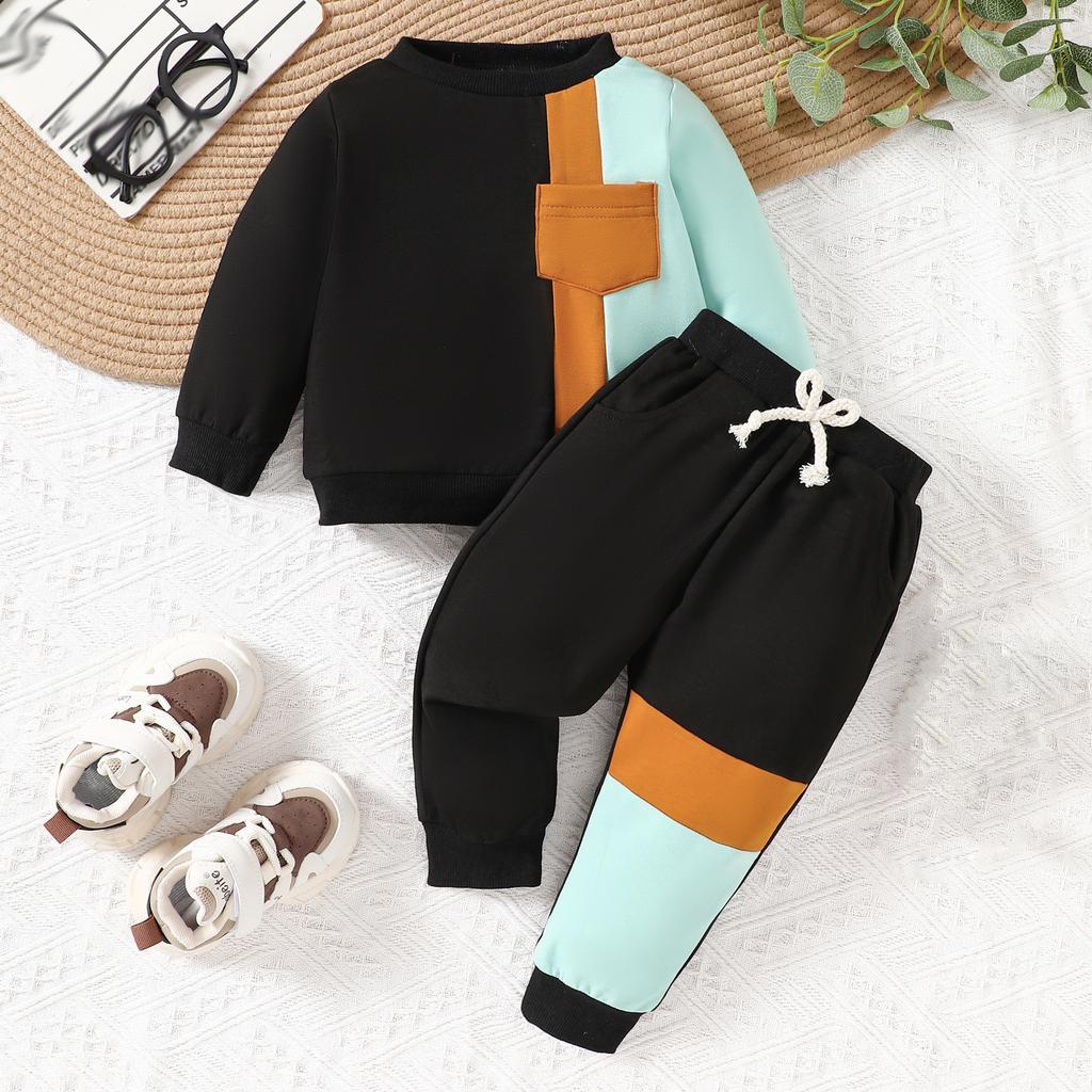 Infant Toddler Boys Girls Knit Stripe Embroidered Rugby Sweatshirt and Pants Set