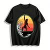 T-shirt Manches Courtes Imprimé Graphique Surfeur Coucher de Soleil Vintage T-shirt 100% Coton
