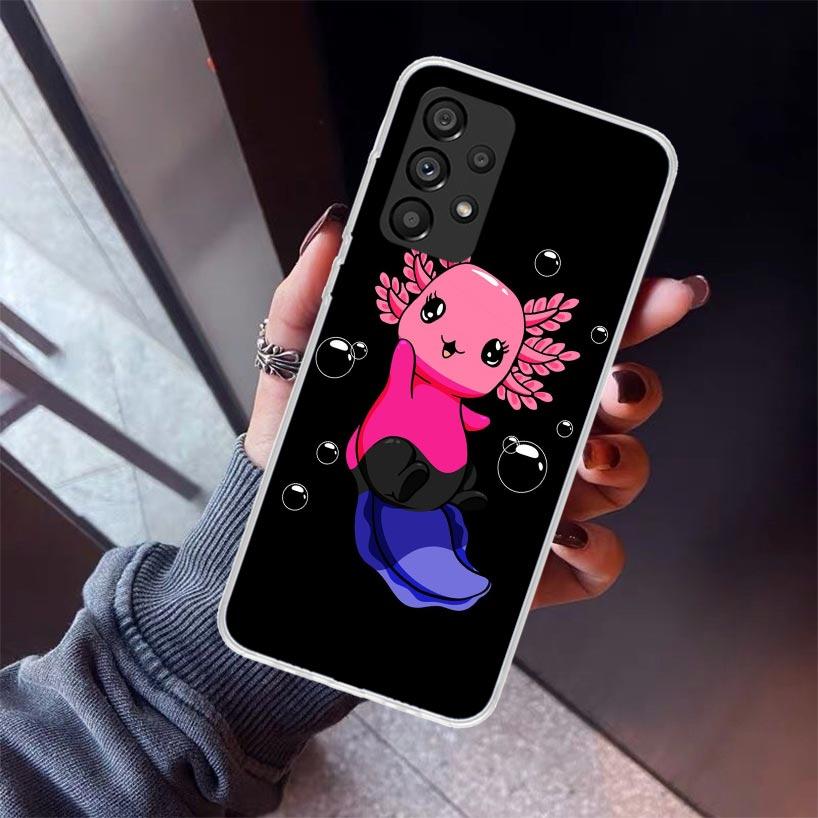 Niedliche Axolotl-Kawaii-Handyhülle für Samsung Galaxy A12 A52S A42 A32 A22 A51 A50 Note 20 Ultra 10 S10 Plus A71 A70 A31 A30 A10S Ga