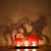 Santa Clause with Reindeer Sleigh Showpiece Decorative Tea Light Candle Holders(Wooden, Red)| Christmas Decoration Items