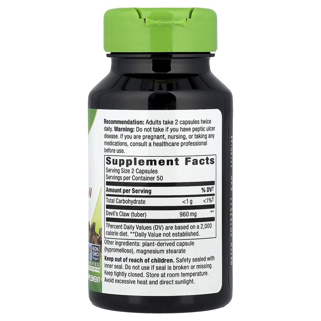 Nature's Way Devil's Nail Root, 960Mg, 100 Veggie Caps (480Mg Per Capsule)