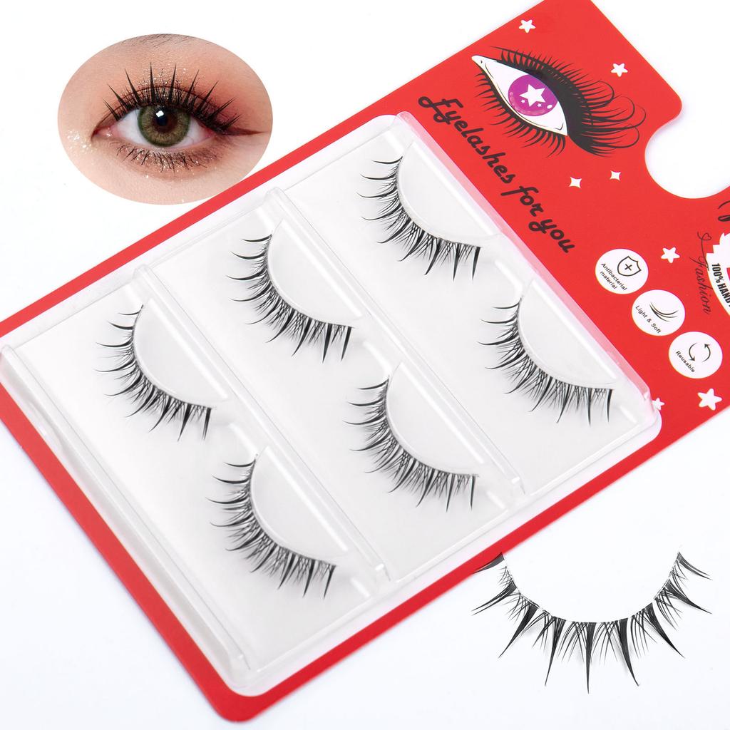 3 Pairs Of Transparent Stem Barbie Comic Eye False Eyelashes Simulation Curled Natural Fairy Lower Eyelashes Eyelashes