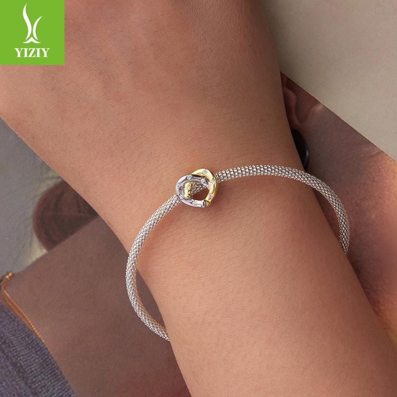 Love Horseshoe Interwoven Diy Beaded Jewelry Accessories S925 Sterling Silver Classic Heart Beads