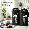 2-Pack Oxford Fabric Foldable Laundry Baskets, 25.1gal/30.38gal Clothes Storage Bins with Drawstring Closure and Ring Handles