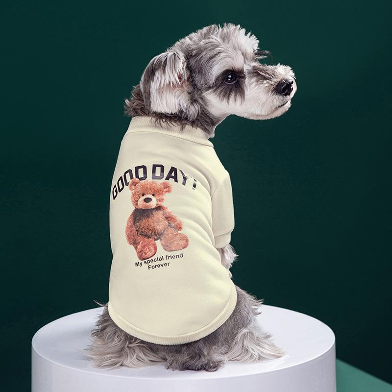 Vestiti per animali domestici con stampa di orsi adorabili per cani di piccola taglia, felpe con cappuccio invernali per cuccioli, scollo rotondo, felpa con cappuccio per chihuahua, abbigliamento morbido per gatti