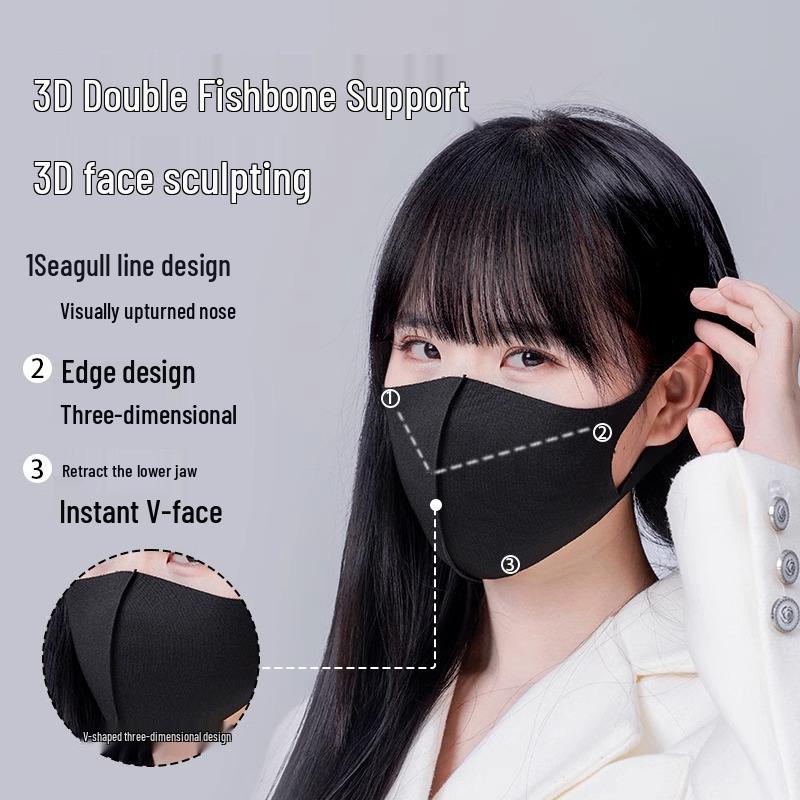 2024 Fashionable Unisex Black Ice Silk Cotton Mask - Lightweight, Breathable & Washable