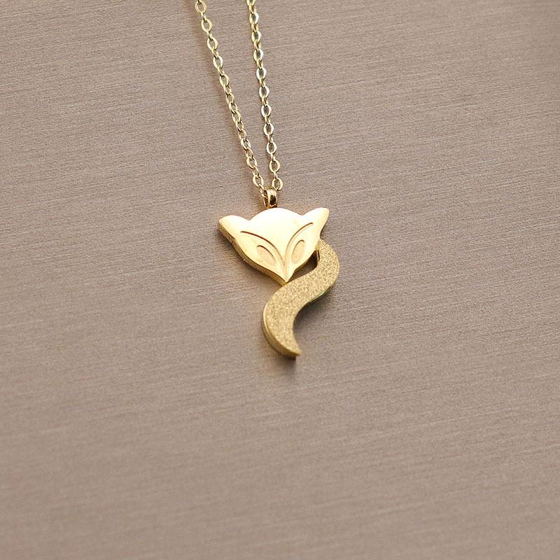 Titanium Steel Matte Fox Necklace Female Collarbone Chain Stainless Steel Jewelry Pendant