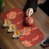 Embroidery Tea Mat Washable Absorbent Tea Ceremony Mat Decorative Tabletop Placemat for Tea Set Exquisite Chinese Style