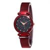 Ladies' Top Brand Star Watch Mesh Magnet Starry Sky Quartz Watch Ladies Magnet Strap Watch Round Dial Magnet Strap Buckle Watch
