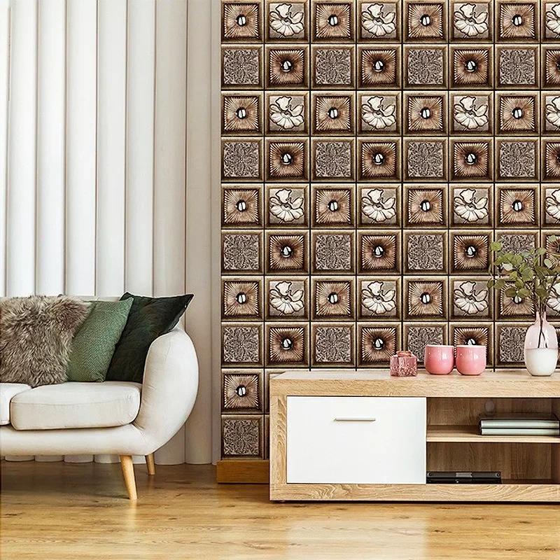 3D Self-Adhesive Wall Stickers Waterproof PVC Wallpapers Removable Wall Sticker for Home Bedroom Living Room TV Background Decor