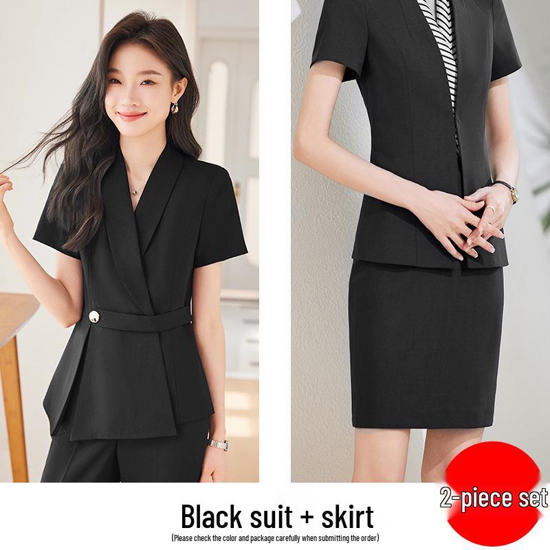 Set Costum Profesional de Vară pentru Femei – Ideal pentru Recepția Hotelului, Magazine de Bijuterii, Saloane de Frumusețe