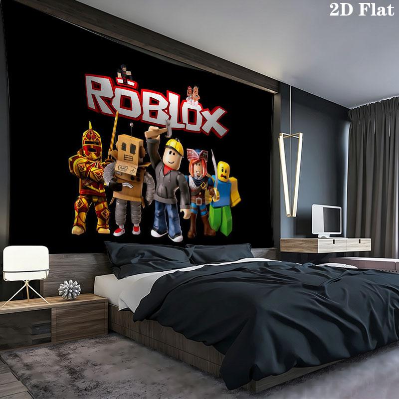 Roblox Cartoon Wall tapestry, aesthetic printed fabric blanket, suitable for bedroom, living room, and home decor.