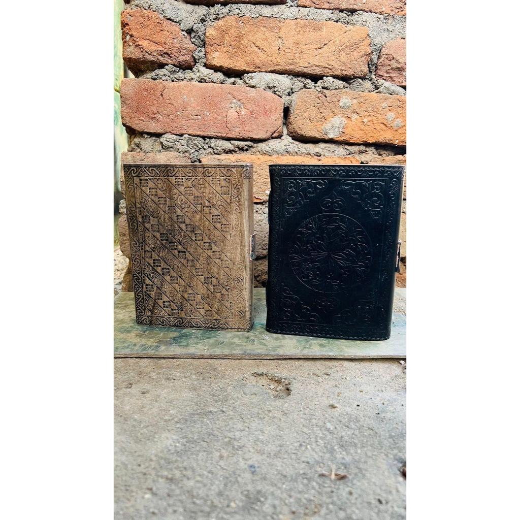 (pack of 2) Triple Moon Stone Leather Journal:  Writing Spell Notebook