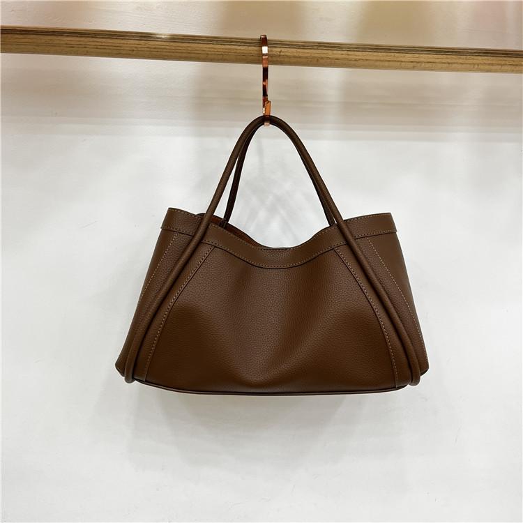 Large Capacity, Simple Style, Versatile Commuting, Lychee Patterned Soft Leather Shoulder Bag, Crossbody Carrying Handle, Mother