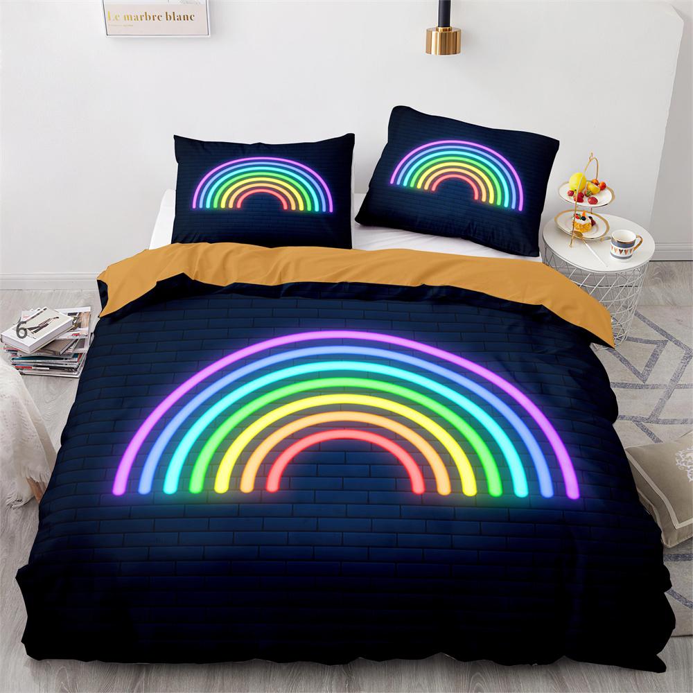 Rainbow Birds Star Duvet Cover Set Twin Full Size Cute Polyester Comforter Cover for Kids Boys Girls Bedding Set Quilt Cover
