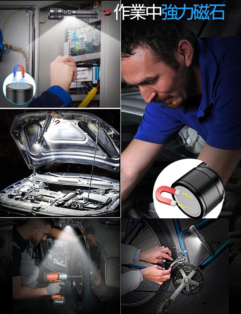 Latest Double Powerful LED Military Super Long USB Super Handheld Flashlight with 9 White Red COB Work Handheld Battery Ideal for Emergency and Night