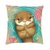 Couple Sea Otter Cushion Cover, Beautiful Sofa Pillow Cover, Pet Animal, Home Decoration