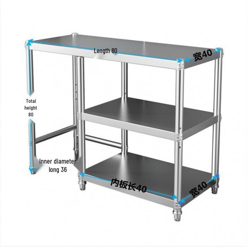 Stainless Steel Three-Tier Kitchen Storage Rack for Gas Cylinder, Stove, and Chopping Board