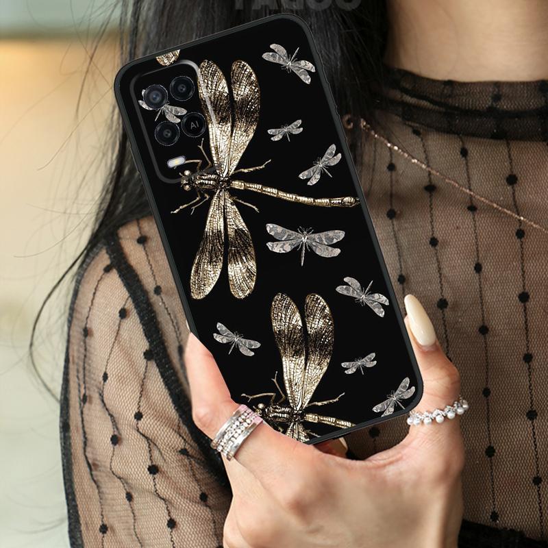 Luxury Dragonfly Case For Oppo A16 A76 A96 A17 A18 A60 A80 A40 A38 A58 A78 A98 A94 A74 A54 A15 A57 A77 A5 Pro