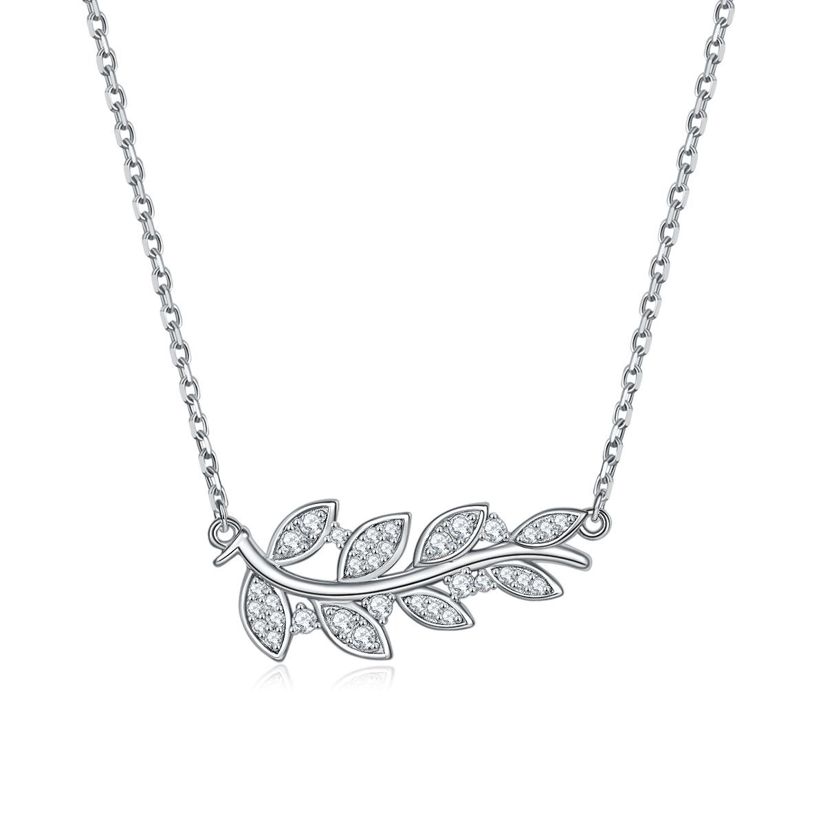 Tulip pendant S925 sterling silver ear flower clavicle chain leaf leaf necklace 925 silver платиновый