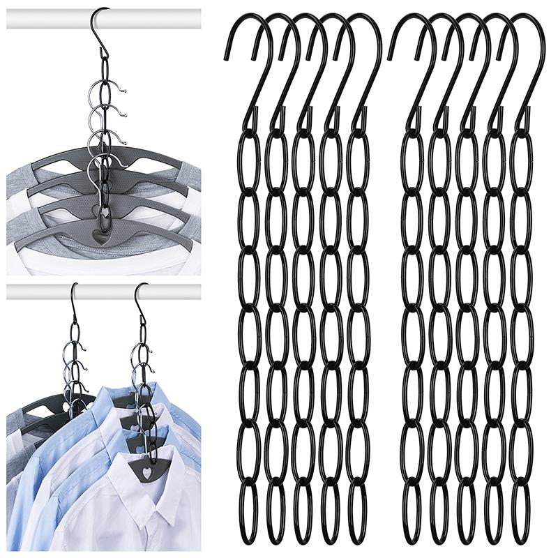 1/5Pcs Stainless Steel Clothes Hanger Organizer Space-Saving Foldable Wardrobe Rack For Efficient Clothing Storage