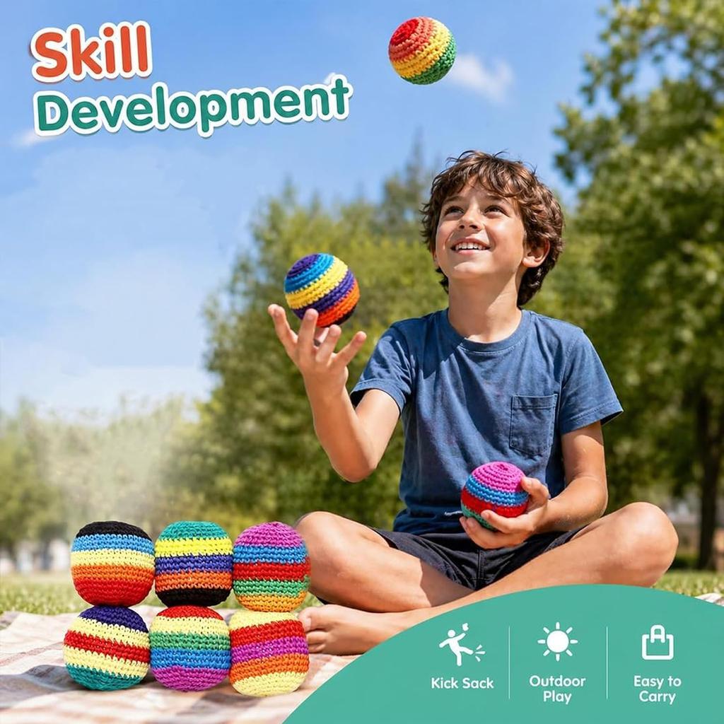 24-teiliges buntes handgehäkeltes Sandsack-Set für drinnen und draußen, lässiges Federball-Koordinations-Trainingsspielzeug für Jugendliche und Erwachsene