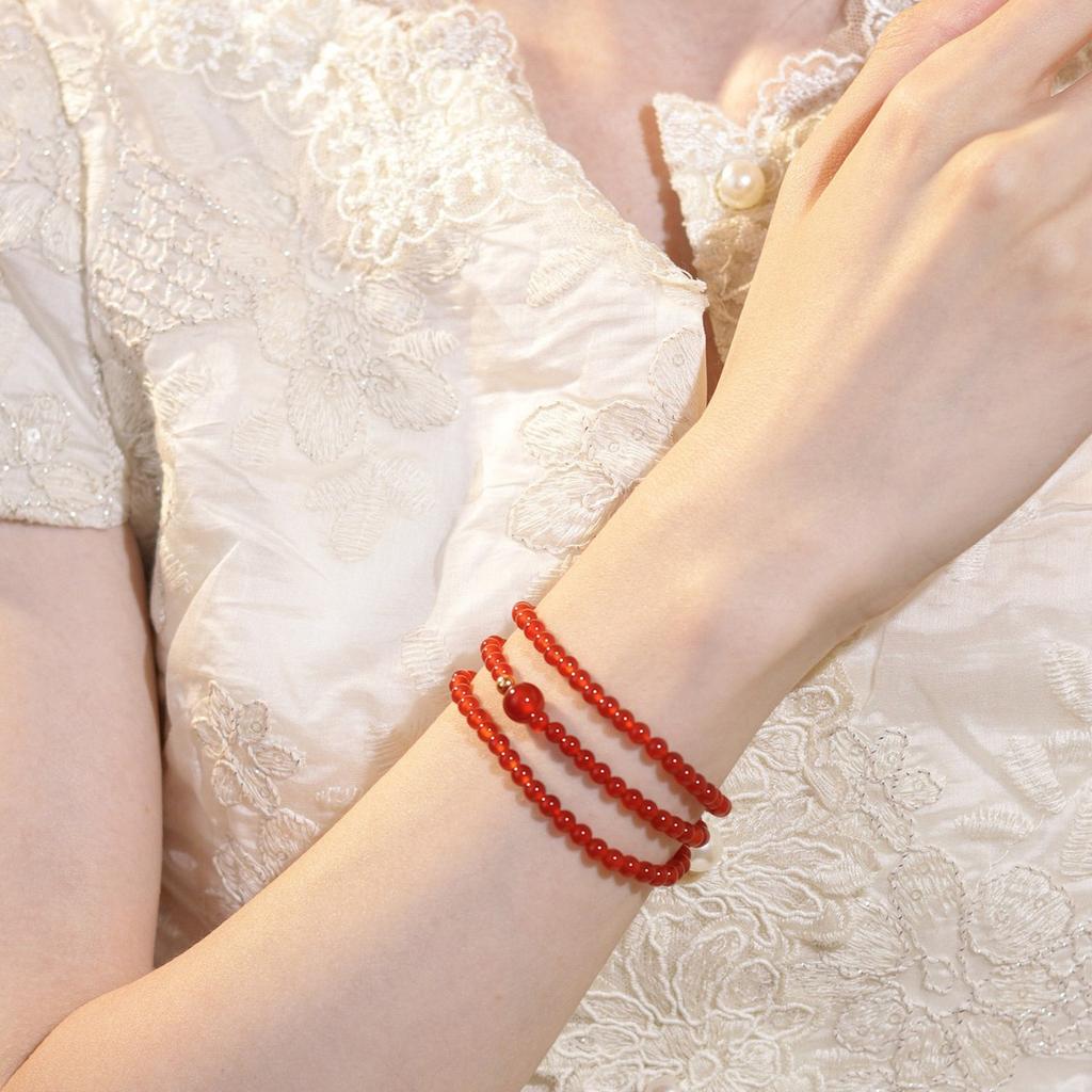 Hongwansha's Official Flagship Store Offers Exquisite and Beautiful Niche Women's Bracelets Made of Pure Natural Red Agate Beads