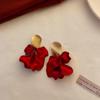 Chinese New Year Red Rose Petal Earrings - Festive, Fashionable & Elegant