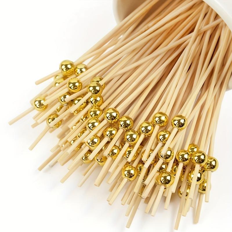100 Stück Lebensmittel Obst Kuchen Bambusspieße Dekorative Zahnstocher Holz Partyzubehör, Hochzeitsparty Einweg Kuchen Dessert Bambusspieße
