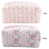 Women Floral Cosmetic Bag Large Capacity Cotton Aesthetic Toiletry Purse Zipper Closure Padded Organizer Bag Female Travel Bag