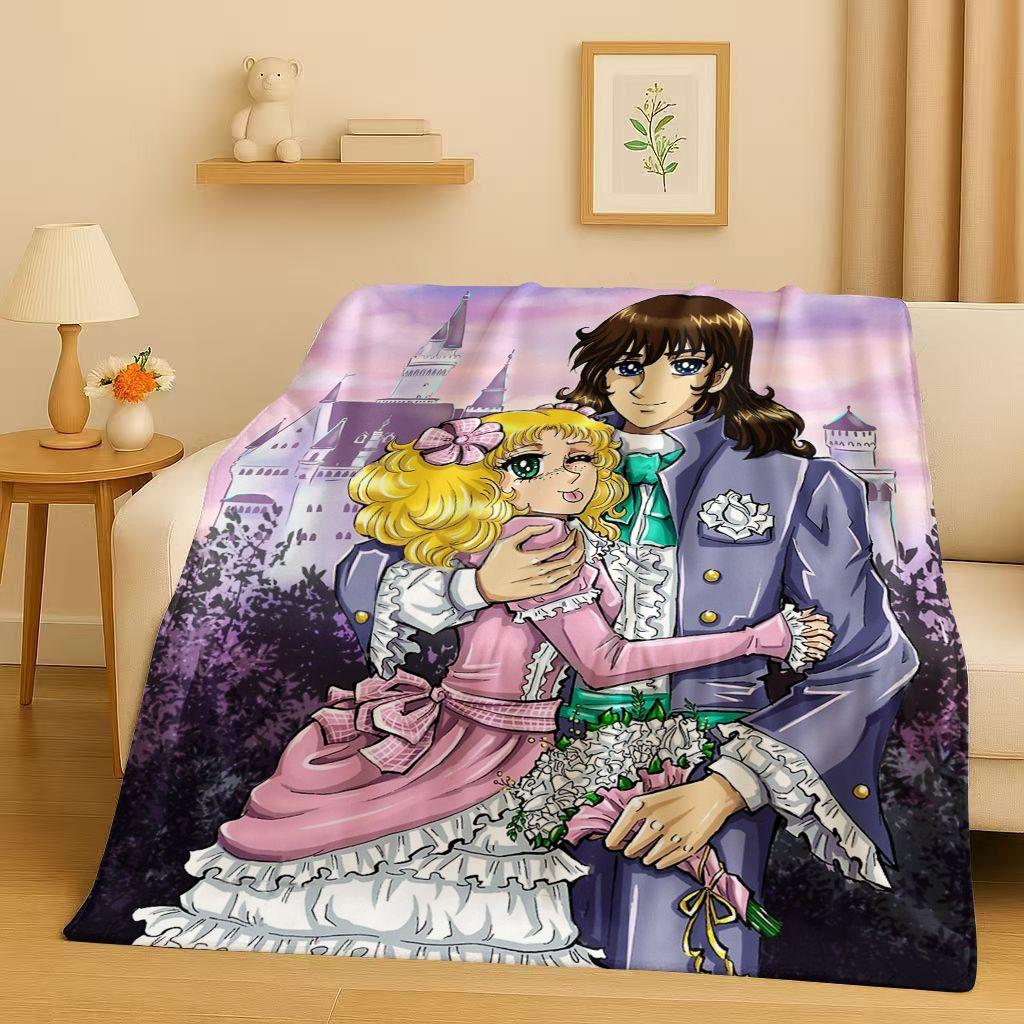 3D Classic Cartoon Candy Candy Sweet Girl Flannel Blanket,Ultra Soft Warm Plush Throw for Home Bedroom Bed Sofa Cover Office Kid