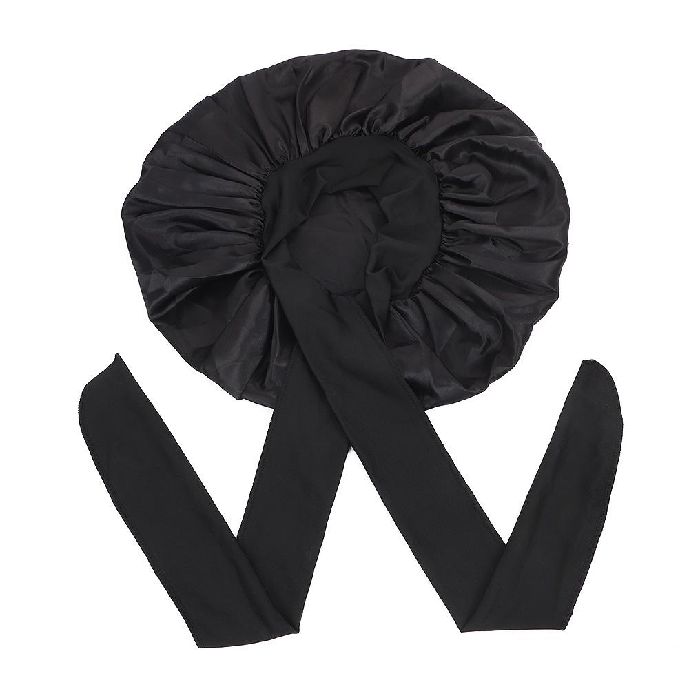 Women's Satin Sleep Cap with Elastic Ribbon - Large Hair Protection Cap for Home Use