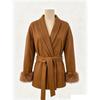 Women S Short Wool Coat With Tie Solid Color Long Sleeve French Style