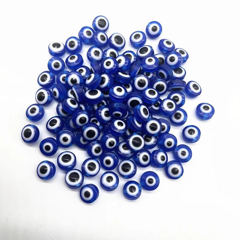Z12 50pcs/lot 8mm Multicolored Charm Evil Eye Resin Spacer Bead Jewelry Making DIY Handmade Earring Bracelet Trend Accessories