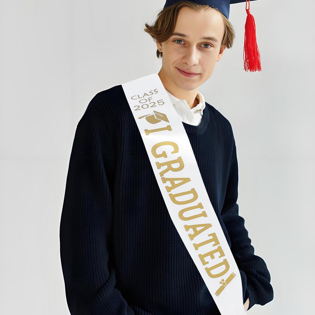 Graduation Sash Class of 2025 Elegant Adjustable Senior Sash for Women Bachelor Graduation Party Decor Ribbon Etiquette Belt