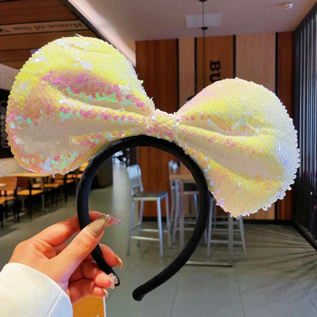 Sparkling Amusement Park Headband Cute High Skull Top Anti Slip Face Wash Bow Headband Headband Hair Accessories for Women