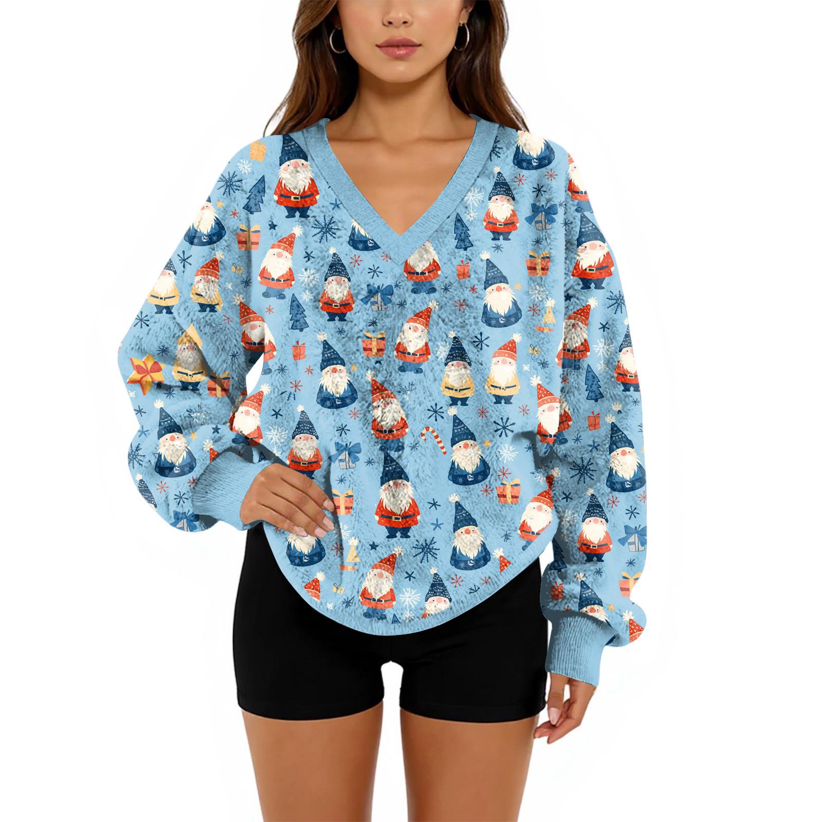 

Женский свитшот с V-образным вырезом, плюшевый, однотонный, повседневный, модный, с длинным рукавом, с карманами, пуловер L синий