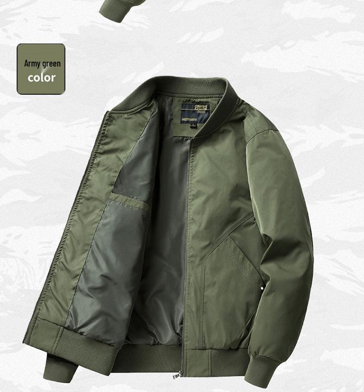 2024 Men's Pilot-Style Baseball Collar Jacket - Loose Fit for Spring & Autumn