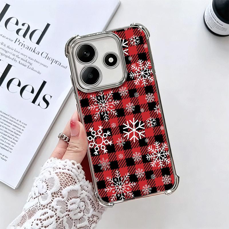 

Snow Snowflake Winter Cold Soft Phone Case For Xiaomi Redmi Note 14 15 Pro Plus 13 12 11S 11T 5G 10 9S 9 Plating Anti-Fall Funda Redmi Note 12 Pro 4G