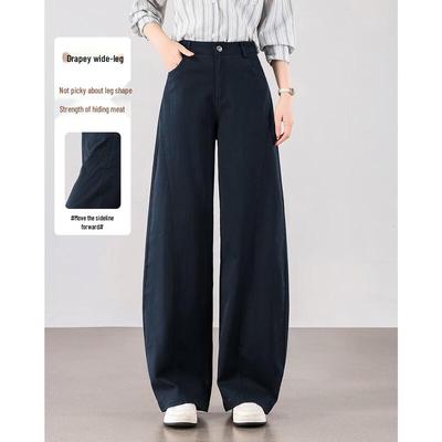 TERRE BLEUE Damen Locker High-Waist Gebogener Bein Weiter Bein Hose