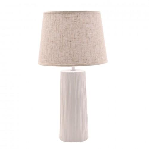 Hestia White Ceramic Table Lamp With Beige Linen Shade