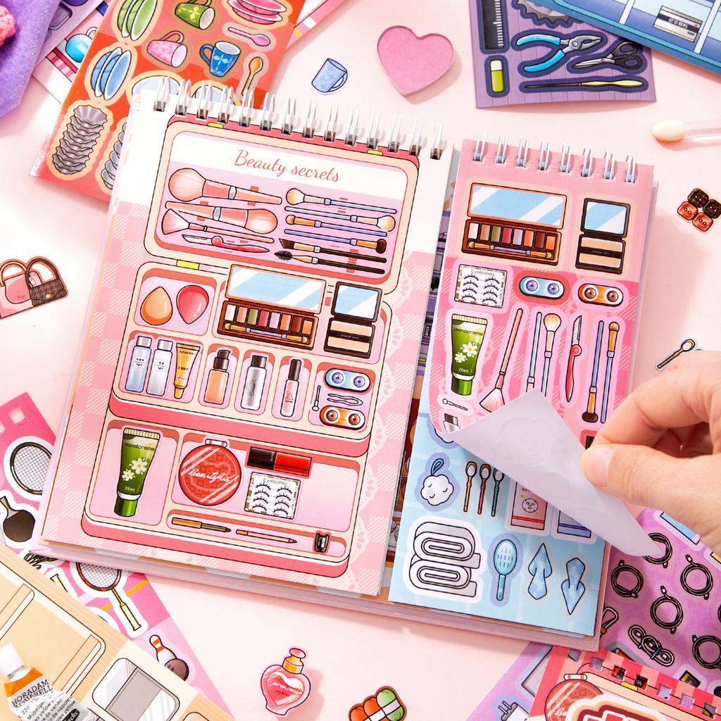 Food-Themed Sticker Book, Creative Miniature Scene Collection, Fun Stress-Relief Daily Materials, Journal Sticker Book