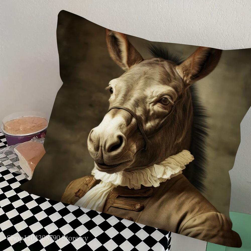 1 Stück Abstrakt Lustiges Tier Esel Kissenbezug Quadrat Schlafzimmer Sofa Freizeit Komfort Kissen Auto Wohnzimmer Heimdekoration