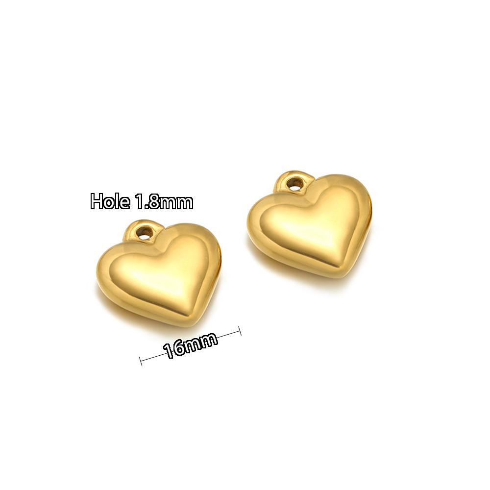 5pcs Stainless Steel New Fashion Three-dimensional Heart Charms Pendants PVD Gold Plated Necklace Homemade Bracelet DIY Jewelry