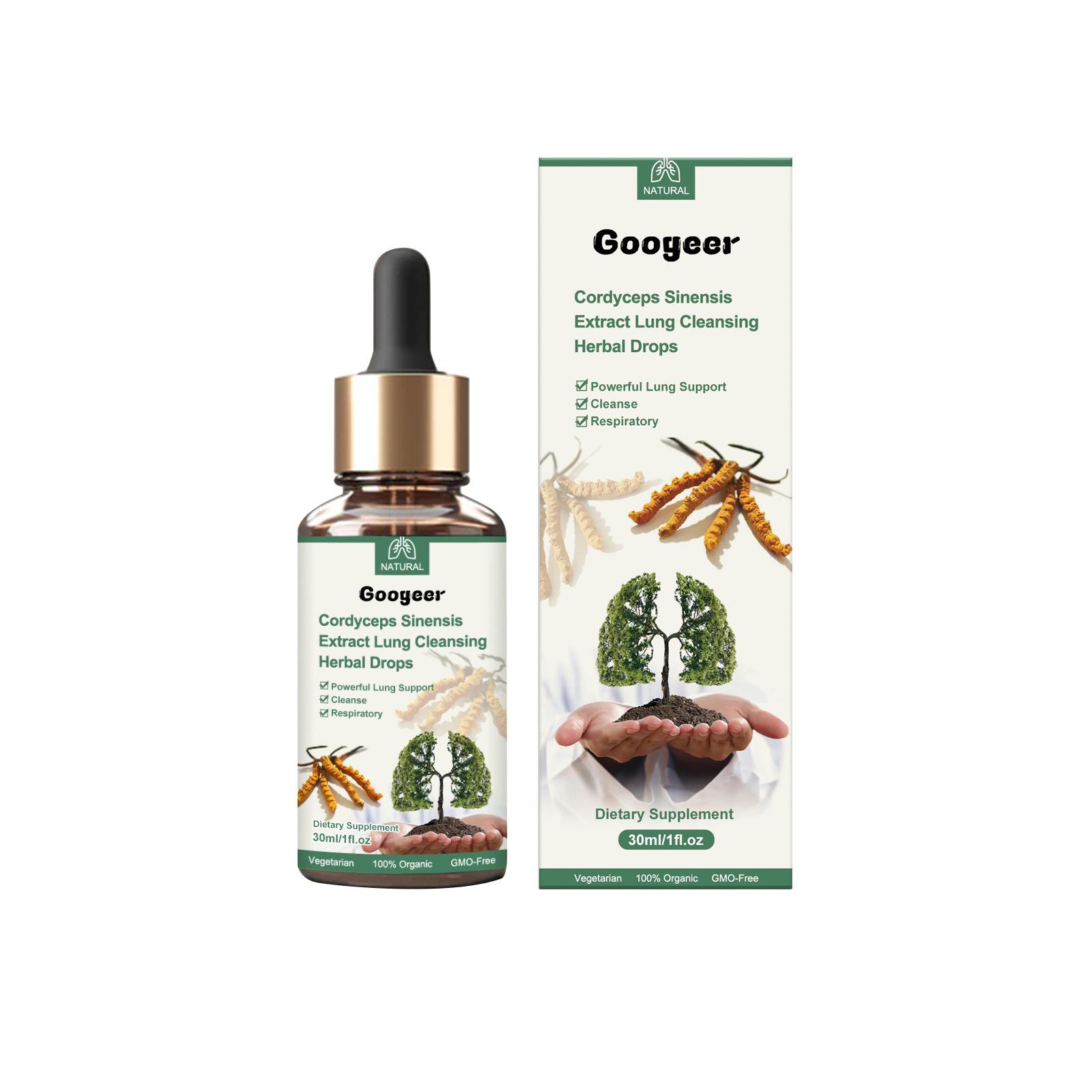 Lungenreinigende Kräutertropfen, Cordyceps Sinensis Extrakt Lungenreinigende Kräutertropfen, Lungenunterstützende Tropfen 1pack
