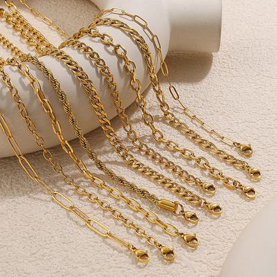Collana gioiello in acciaio inossidabile hip-hop placcata in oro 18 carati set di catene assortiti all'ingrosso