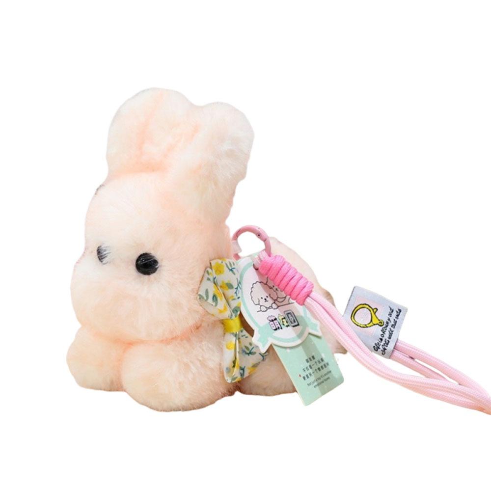 Decoration Plush Bow Rabbit Keychain Plush Material Bunny Bag Pendant Stuffed Keychain  Couple