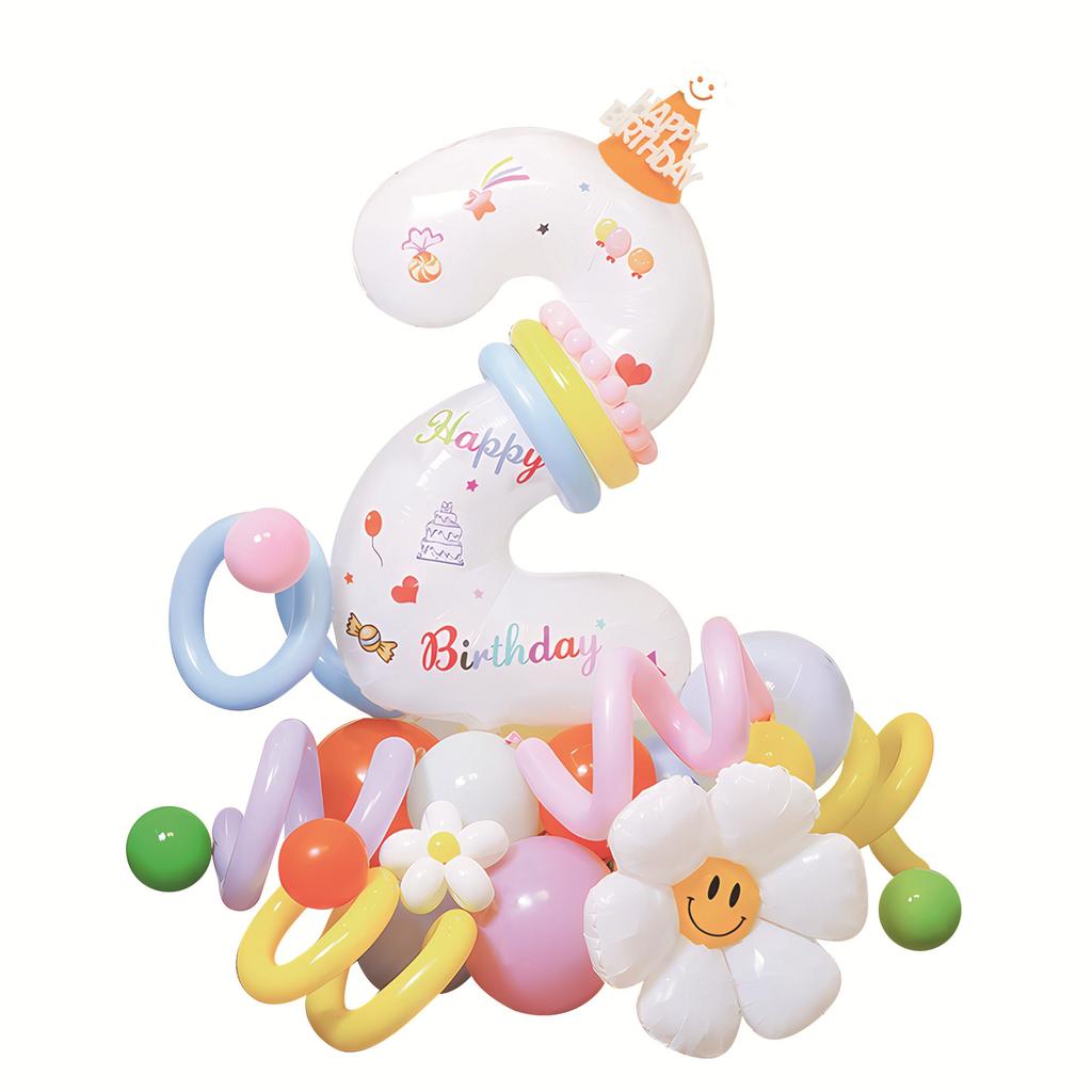 Digital Column Set New Korean Daisy Shaped Aluminum Film Balloon Birthday Party Decoration