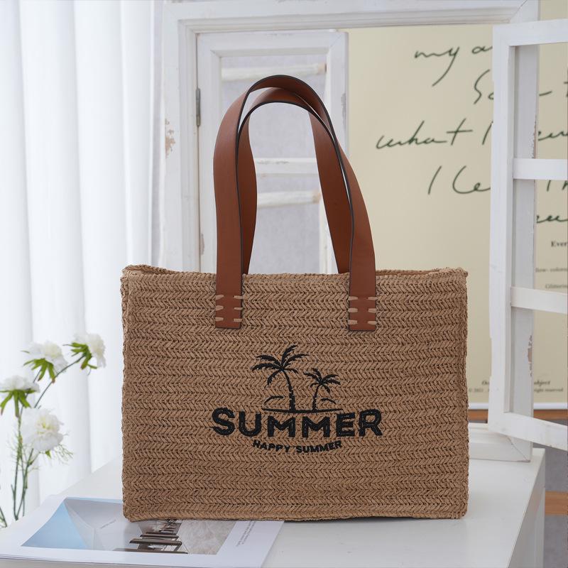 2025 New Fashion Large Woven Straw Tote: Women's Beach & Vacation Bag