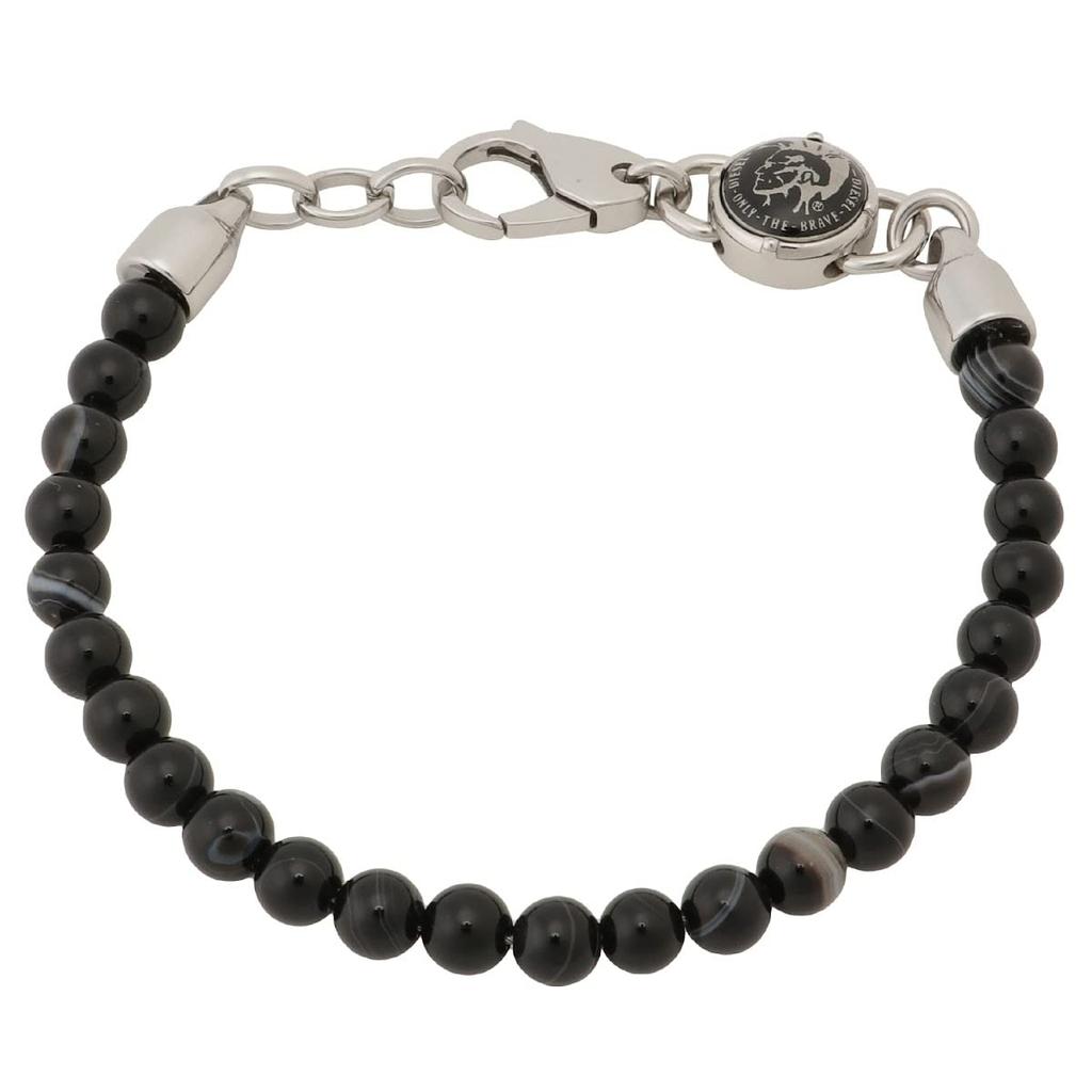 DIESEL DX0848040 Beaded Bracelet In Black Multi/Silver, Braveman (Mohawk) Style, Men's Accessory [Parallel Import]